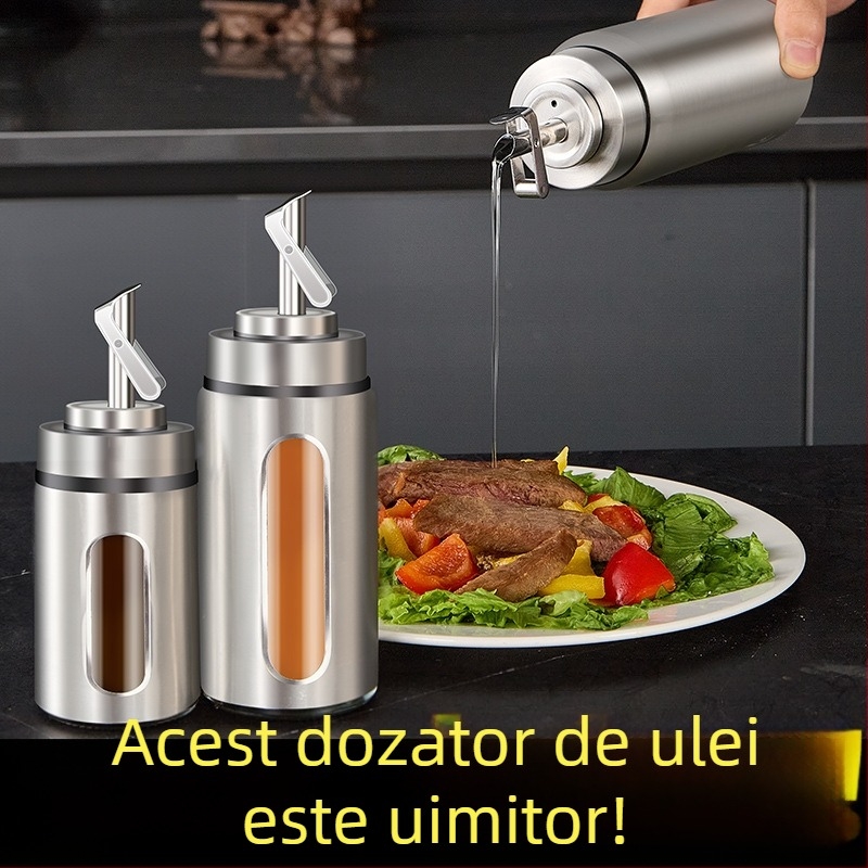 Sticlă pentru ulei, din sticlă, alimentară, deschidere și închidere automate, logo imprimat, design modern minimalist
