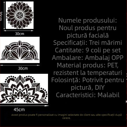 Kit șablon și matriță plastică pentru pictură mandala, decor DIY pe pereți și pietre (PET)