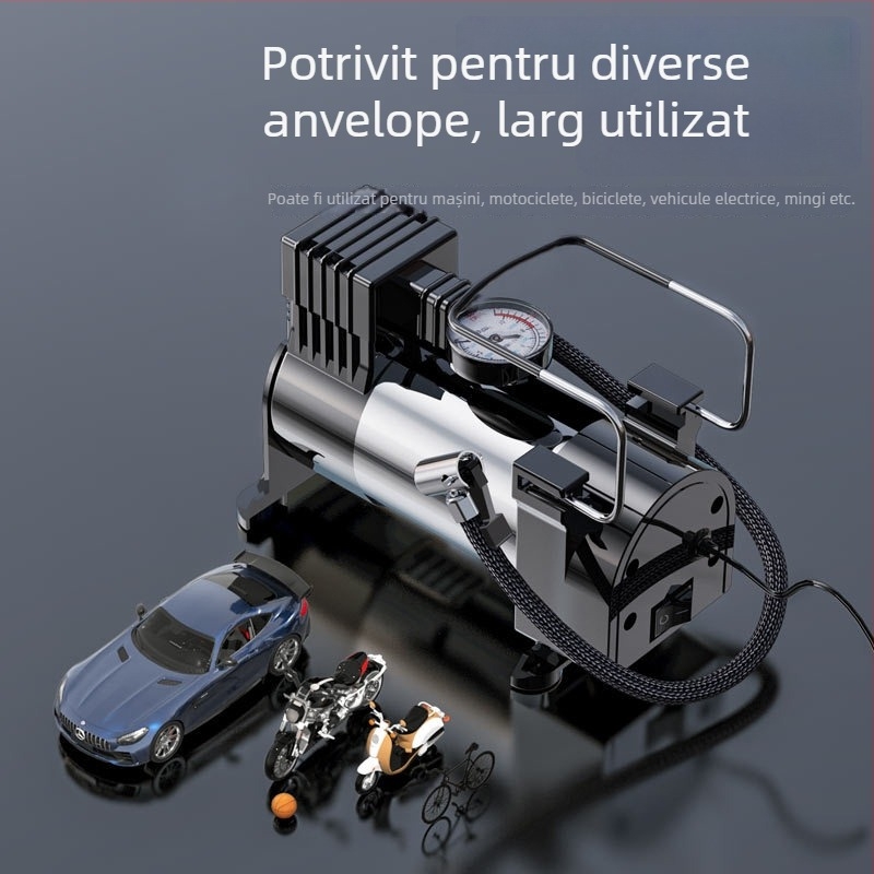 Pompa de pneuri pentru mașină, 12V, portabilă, cu senzor de presiune, 35 L/min, 120W, cablu 3 m