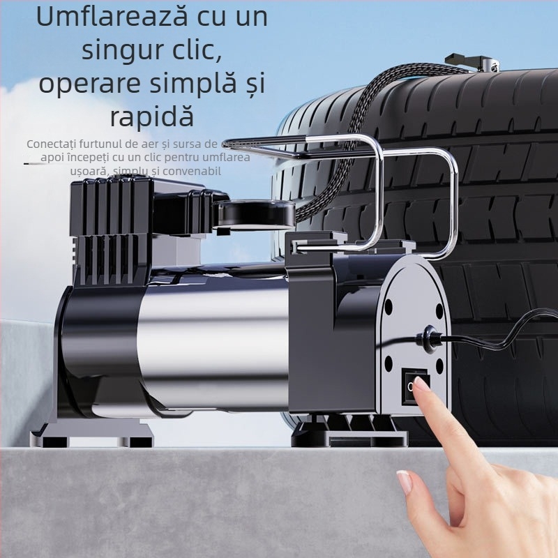 Pompa de pneuri pentru mașină, 12V, portabilă, cu senzor de presiune, 35 L/min, 120W, cablu 3 m