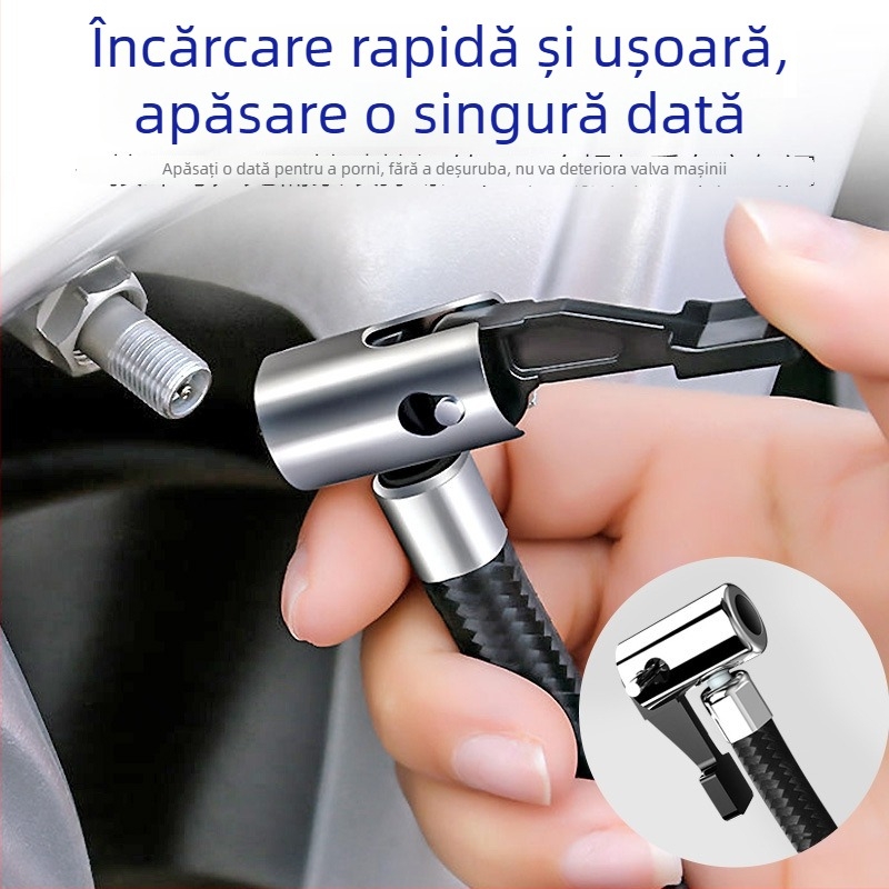 Pompa de pneuri pentru mașină, 12V, portabilă, cu senzor de presiune, 35 L/min, 120W, cablu 3 m