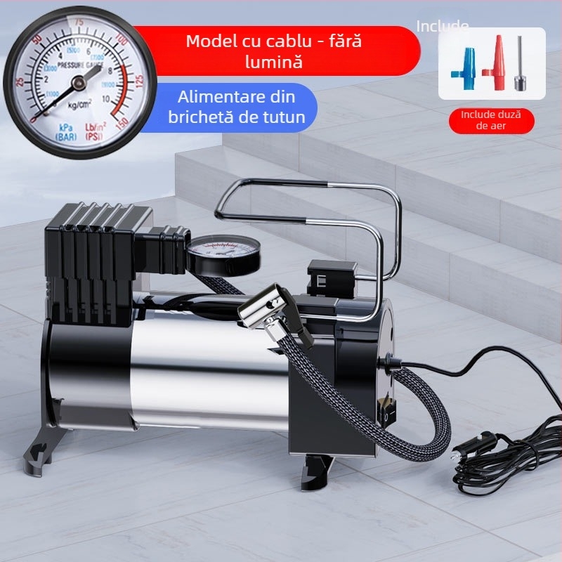 Pompa de pneuri pentru mașină, 12V, portabilă, cu senzor de presiune, 35 L/min, 120W, cablu 3 m