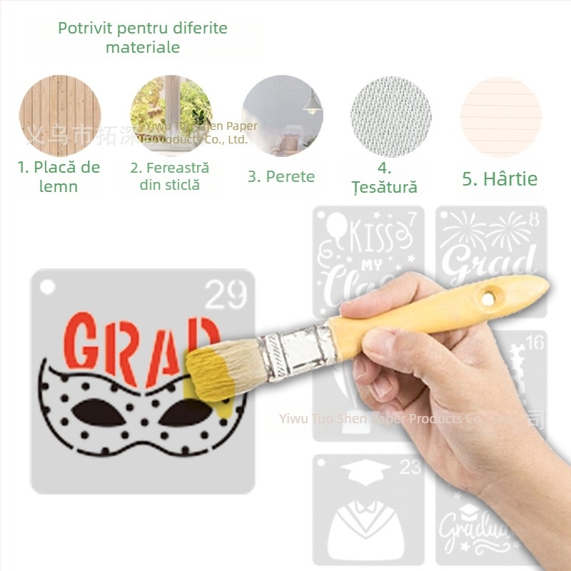 Șablon de vopsire pentru absolvirea grădiniței cu design de pălărie pentru diplomă — Deepen, PET, licență a mărcii private: Da, import: Nu, IP: Nu