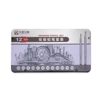 Creioane pentru schițe, corp din lemn, 12 buc. într-o cutie, brand Great Sage