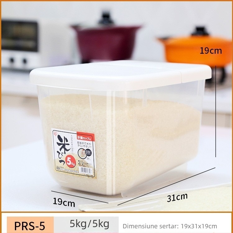 Recipient pentru orez Alice cu sigilare, protecție împotriva umezelii și controlul dăunătorilor; material ABS plastic, capacitate 9–10 L