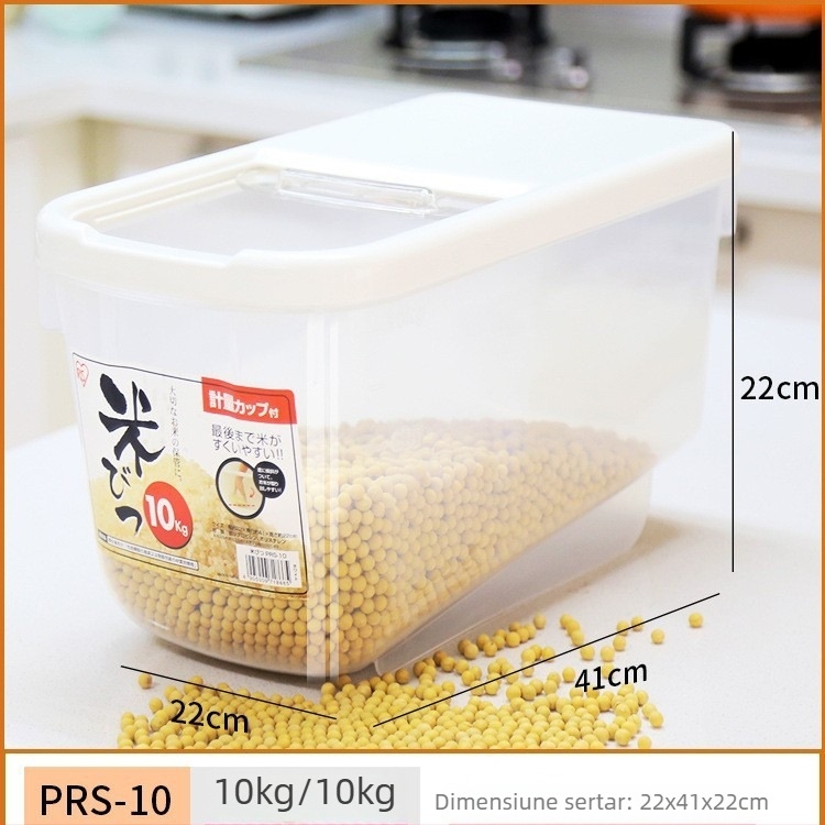 Recipient pentru orez Alice cu sigilare, protecție împotriva umezelii și controlul dăunătorilor; material ABS plastic, capacitate 9–10 L