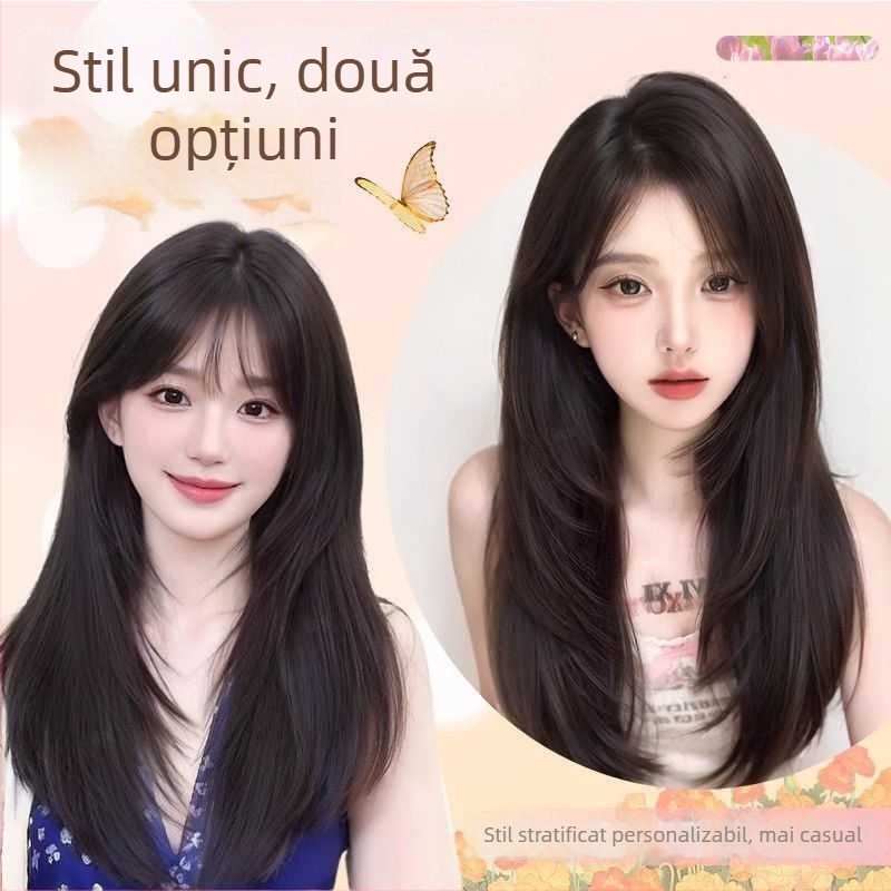 Perucă pentru femei, volum natural, parte liberă, franjuri: drept sau înclinate, model M633, fibre sintetice rezistente la temperaturi