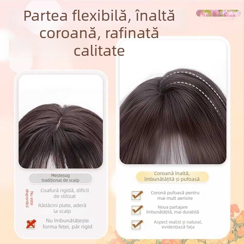 Perucă pentru femei, volum natural, parte liberă, franjuri: drept sau înclinate, model M633, fibre sintetice rezistente la temperaturi