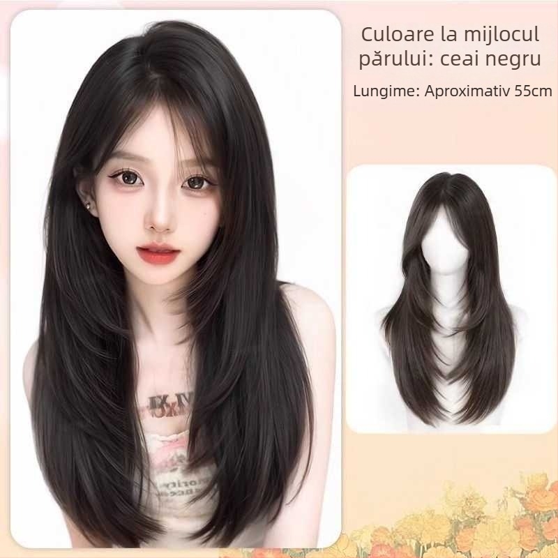 Perucă pentru femei, volum natural, parte liberă, franjuri: drept sau înclinate, model M633, fibre sintetice rezistente la temperaturi