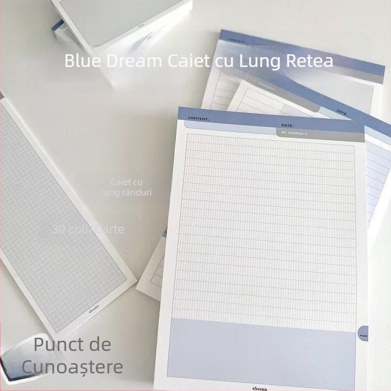 Blue Dream B5 Bloc de notițe ruptibile pentru elevi — Memorie de vocabular, Design simplu monocrom (Nu se poate lipi; Formă: Desen animat; Licență IP: Nu)
