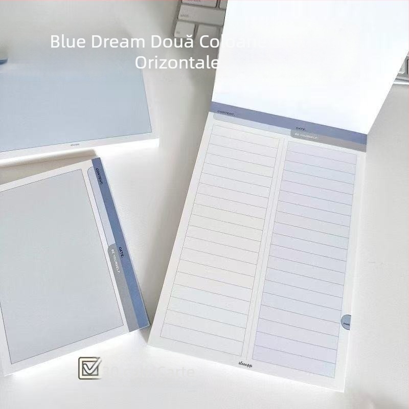 Blue Dream B5 Bloc de notițe ruptibile pentru elevi — Memorie de vocabular, Design simplu monocrom (Nu se poate lipi; Formă: Desen animat; Licență IP: Nu)