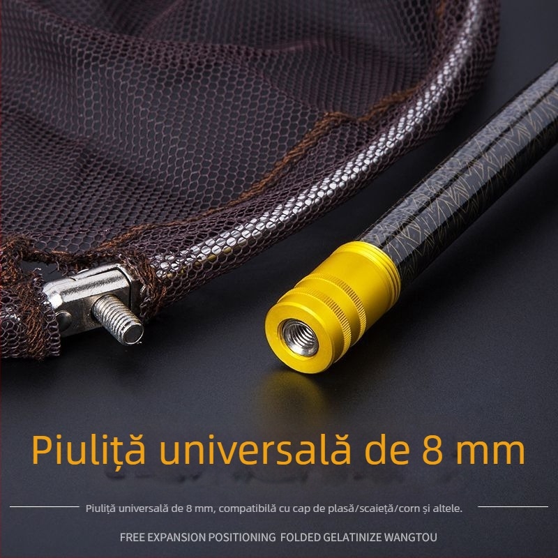 Prăjină telescopic din carbon pentru plasă de pescuit, ultra-ușoară, portabilă