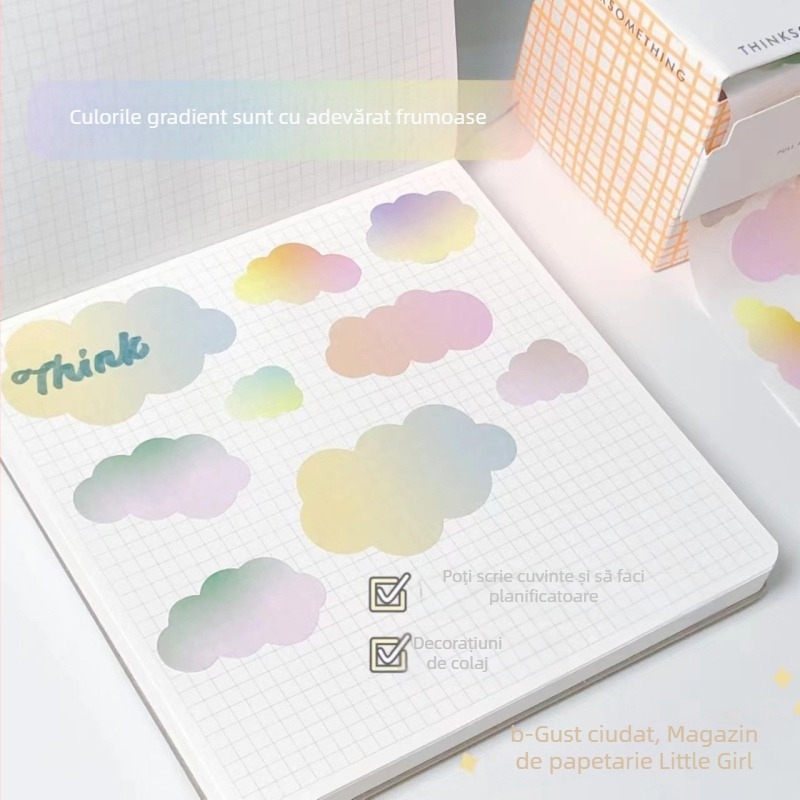 Set de notițe lipicioase într-o cutie de hârtie – note retractabile, adeziv puternic, linii orizontale