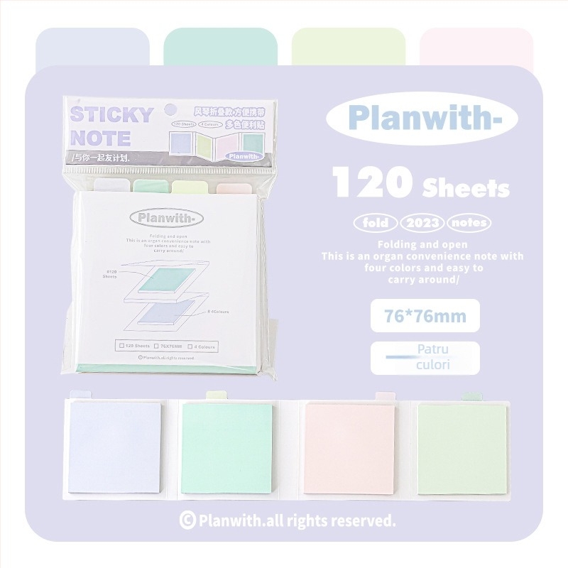 Rosyposy notițe autoadezive în stil acordeon, bloc de notițe portabil cu spate adeziv, fără licență IP