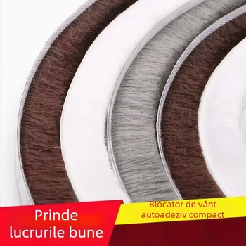 Bandă de etanșare pentru ferestre și uși, bandă autoadezivă din lână, pentru uși glisante, anti-impact, izolare fonică, rezistentă la temperaturi înalte