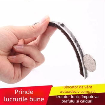 Bandă de etanșare pentru ferestre și uși, bandă autoadezivă din lână, pentru uși glisante, anti-impact, izolare fonică, rezistentă la temperaturi înalte