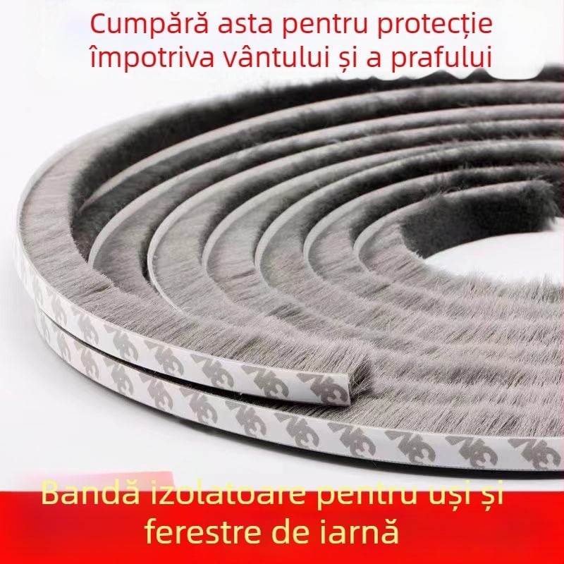 Bandă de etanșare pentru ferestre și uși, bandă autoadezivă din lână, pentru uși glisante, anti-impact, izolare fonică, rezistentă la temperaturi înalte