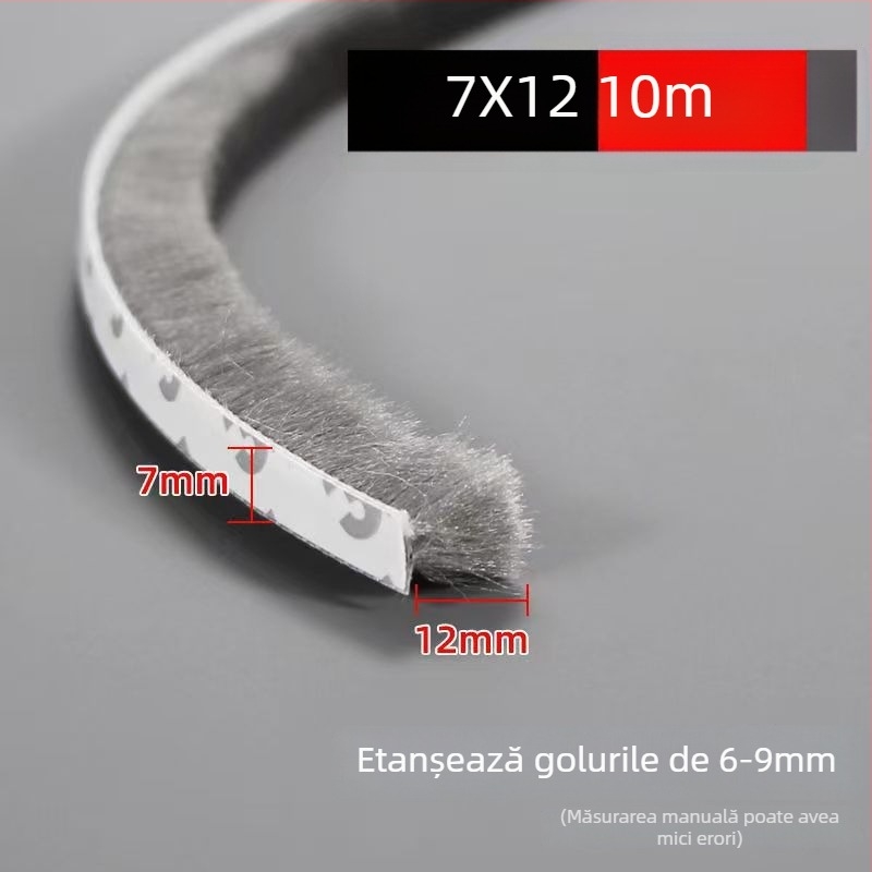 Bandă de etanșare pentru ferestre și uși, bandă autoadezivă din lână, pentru uși glisante, anti-impact, izolare fonică, rezistentă la temperaturi înalte