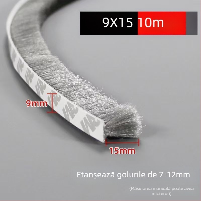 Bandă de etanșare pentru ferestre și uși, bandă autoadezivă din lână, pentru uși glisante, anti-impact, izolare fonică, rezistentă la temperaturi înalte