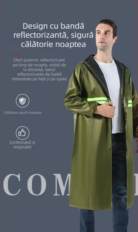 Poncă de ploaie din Oxford, o singură bucată, gros, cu strat impermeabil PVC, pentru adulți, drumeții în aer liber