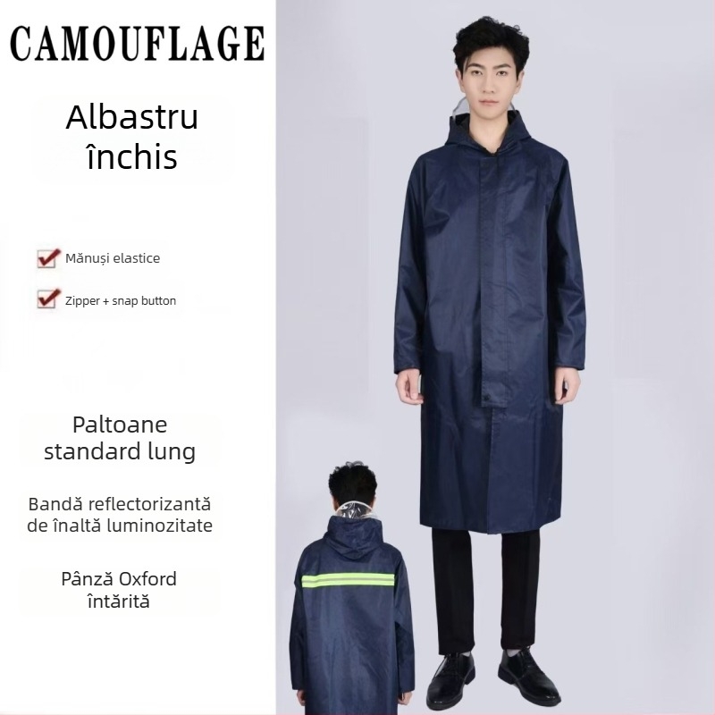 Poncă de ploaie din Oxford, o singură bucată, gros, cu strat impermeabil PVC, pentru adulți, drumeții în aer liber