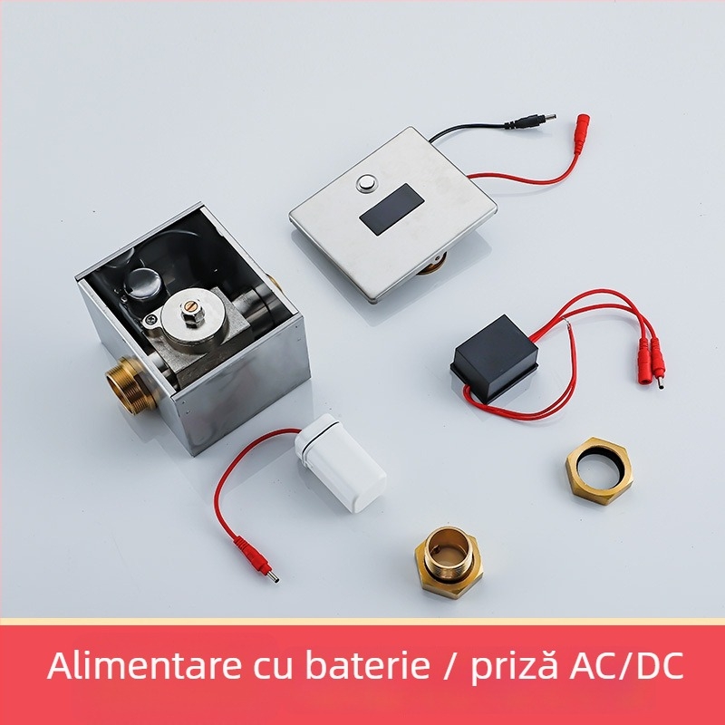 Ventil complet automat de spălare cu senzor pentru toaletă, model Hyb9121b-stool sensor; Alimentare DC/AC; presiune apă 4–6 kg; timp de spălare 6–8 s; ieșire 32 mm