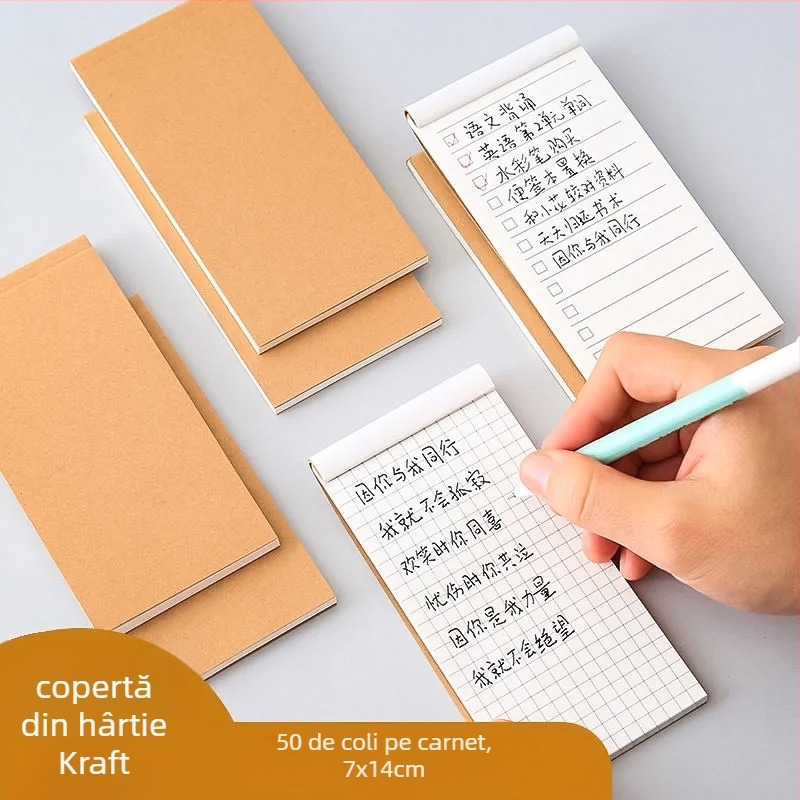 Bloc-notes Ruiqisi cu capac din hârtie kraft, capac rabatabil, 48 de foi