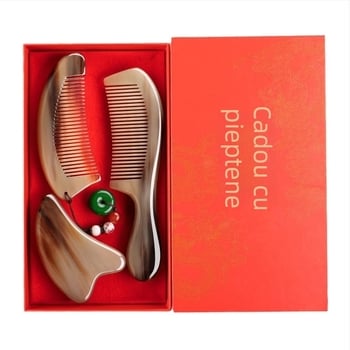 Pieptene din corn în set cadou cu cutie – pereche pentru nuntă, cadou practic pentru doamne; Brand: Mingchen craftsmanship; Formă: Alte; Material: Alte; Stil: Simplu