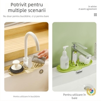 Covoraș din silicon pentru bucătărie – protecție la picurare, tavă de depozitare, suport pentru pahare, dozator de săpun