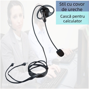 Căști cu cârlig pentru urechi, microfon încorporat, 3,5 mm TRRS, impedanță 32 Ω, răspuns în frecvență 16–22000 Hz, cablu de 2 m