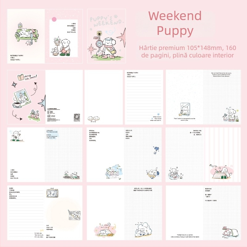 Caiet Mr. Paper cu cățeluș – ilustrație originală, stil drăguț; 100–200 pagini; legare: lipire; cod produs XS14846