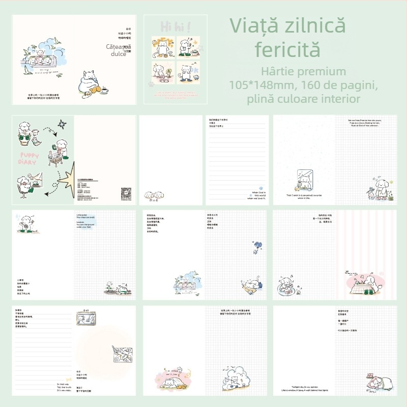 Caiet Mr. Paper cu cățeluș – ilustrație originală, stil drăguț; 100–200 pagini; legare: lipire; cod produs XS14846