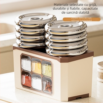 Organizator de blat pentru bucătărie cu suport pentru cuțite și depozitare de condimente — plastic; fără instalare; Origine: Jieyang; depozitare de condimente; stil modern minimalist