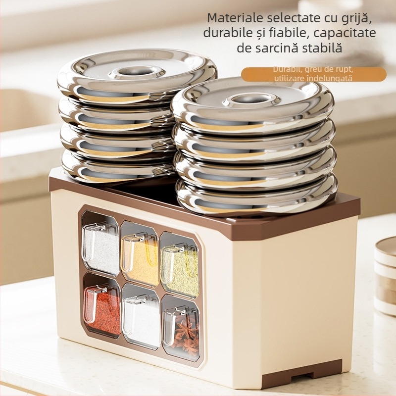 Organizator de blat pentru bucătărie cu suport pentru cuțite și depozitare de condimente — plastic; fără instalare; Origine: Jieyang; depozitare de condimente; stil modern minimalist