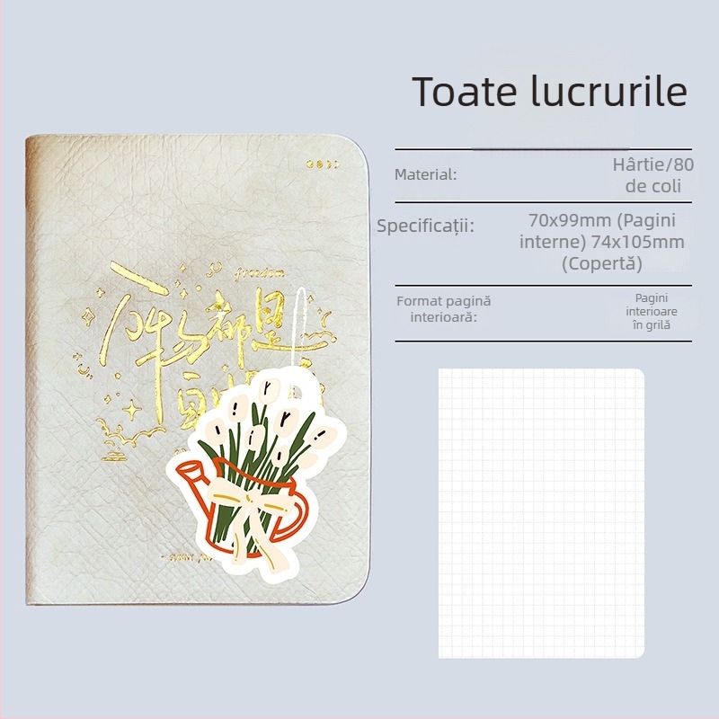 Caiet Pick Up Light, copertă din Dupont hârtie, ștampilare cu aur, legare manuală, 100–200 de pagini