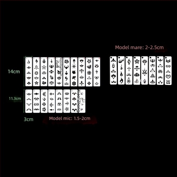 Set de 26 de bucăți, șablon gol pentru sprâncene pentru machiaj de scenă, PET plastic, design pictat manual, IP-free
