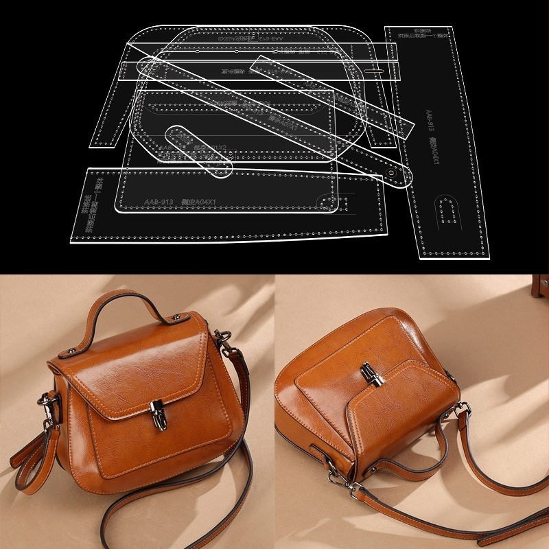 Șablon din acril cu grilă pentru geantă și geantă de umăr – modele DIY pentru prelucrarea pielii