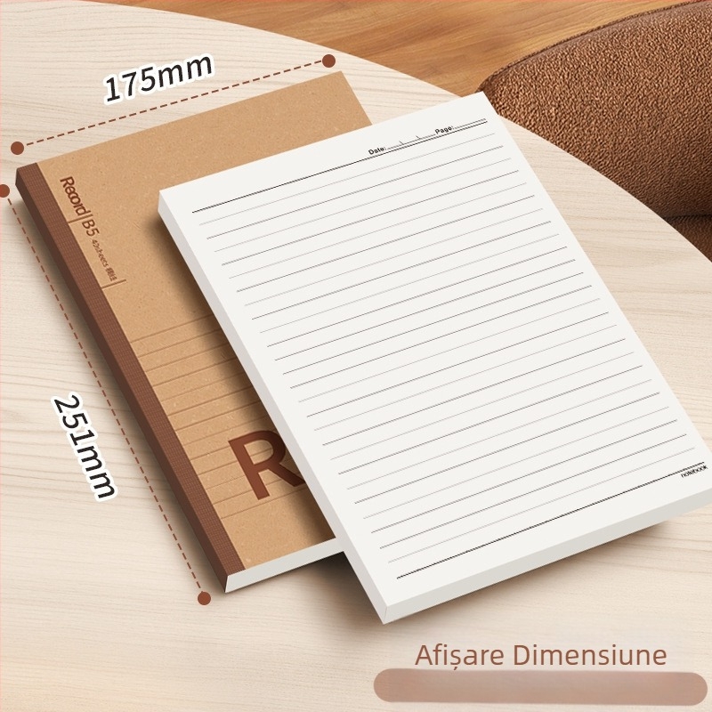  Caiet cu copertă din hârtie Kraft, legătură cu adeziv, hârtie interioară woodfree, 1–50 pagini