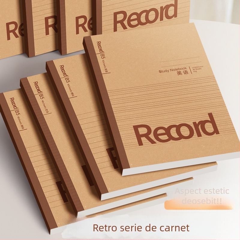  Caiet cu copertă din hârtie Kraft, legătură cu adeziv, hârtie interioară woodfree, 1–50 pagini