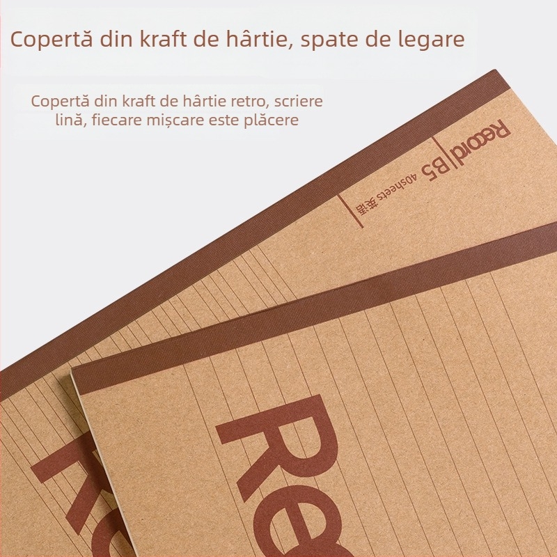  Caiet cu copertă din hârtie Kraft, legătură cu adeziv, hârtie interioară woodfree, 1–50 pagini