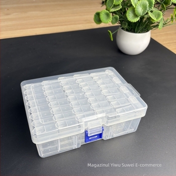 Cutie de depozitare pentru birou cu compartimente multiple pentru mărgele Diamond Painting și componente de bijuterii, rezistentă la praf, capacitate 10 g×60, stil modern minimalist