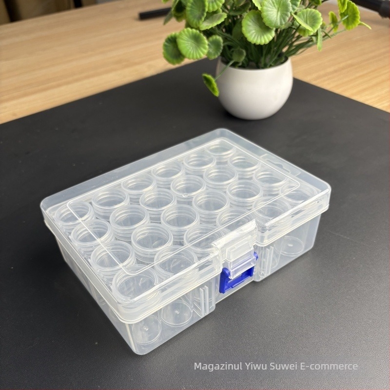 Cutie de depozitare pentru birou cu compartimente multiple pentru mărgele Diamond Painting și componente de bijuterii, rezistentă la praf, capacitate 10 g×60, stil modern minimalist