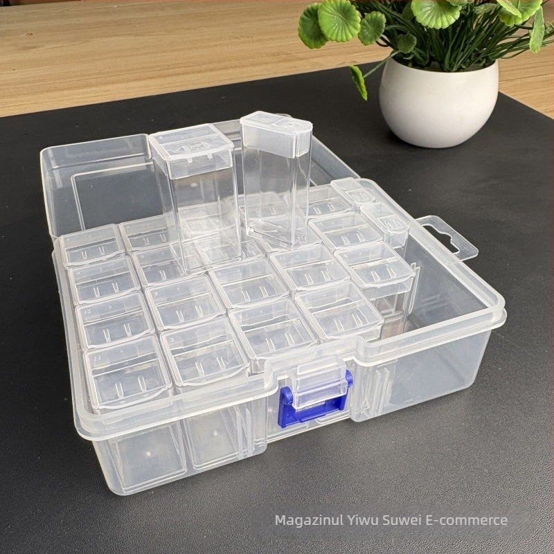 Cutie de depozitare pentru birou cu compartimente multiple pentru mărgele Diamond Painting și componente de bijuterii, rezistentă la praf, capacitate 10 g×60, stil modern minimalist