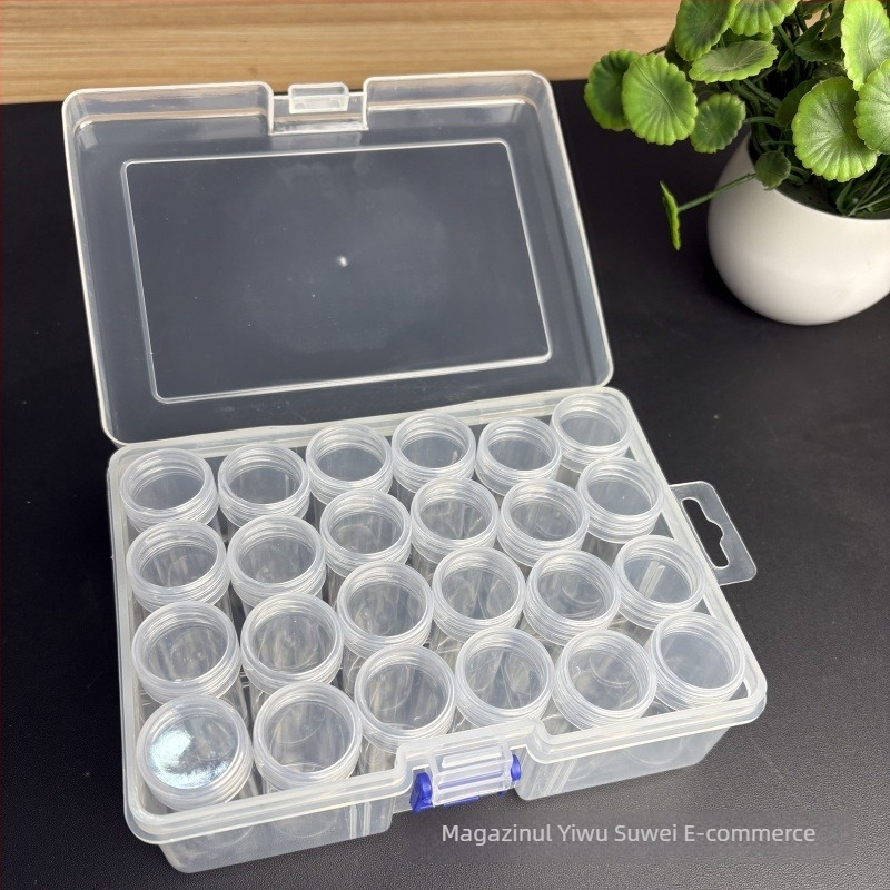 Cutie de depozitare pentru birou cu compartimente multiple pentru mărgele Diamond Painting și componente de bijuterii, rezistentă la praf, capacitate 10 g×60, stil modern minimalist