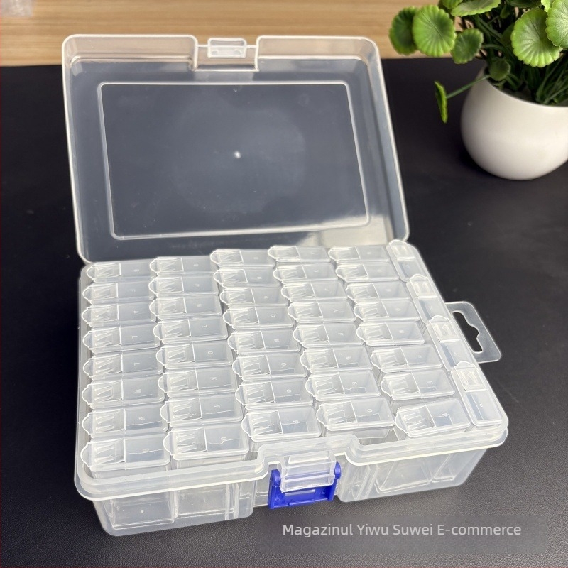 Cutie de depozitare pentru birou cu compartimente multiple pentru mărgele Diamond Painting și componente de bijuterii, rezistentă la praf, capacitate 10 g×60, stil modern minimalist