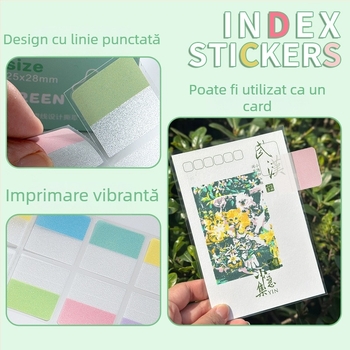 Xiami etichete de index cu luciu perlat – 120 autocolante în cutie, hârtie perlata, model 11123523, etichetă de instrucțiuni