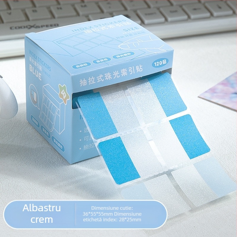 Xiami etichete de index cu luciu perlat – 120 autocolante în cutie, hârtie perlata, model 11123523, etichetă de instrucțiuni