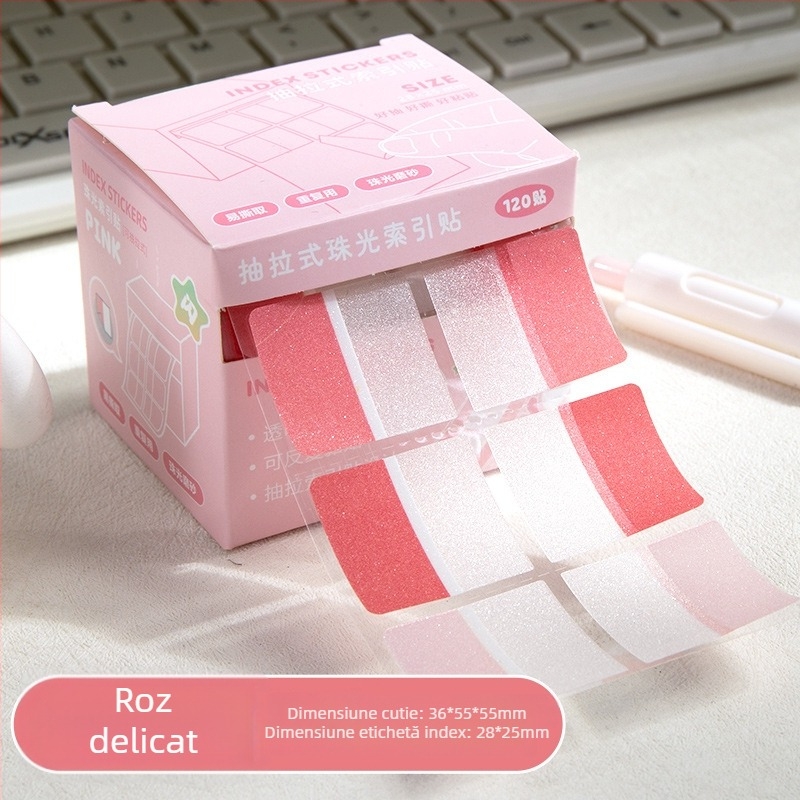 Xiami etichete de index cu luciu perlat – 120 autocolante în cutie, hârtie perlata, model 11123523, etichetă de instrucțiuni
