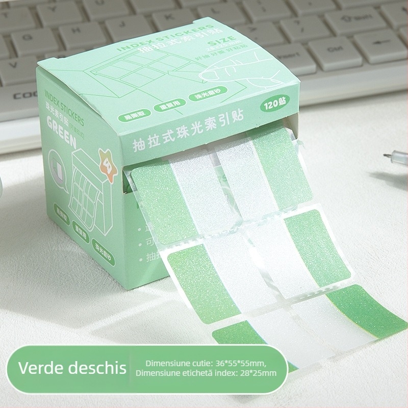 Xiami etichete de index cu luciu perlat – 120 autocolante în cutie, hârtie perlata, model 11123523, etichetă de instrucțiuni