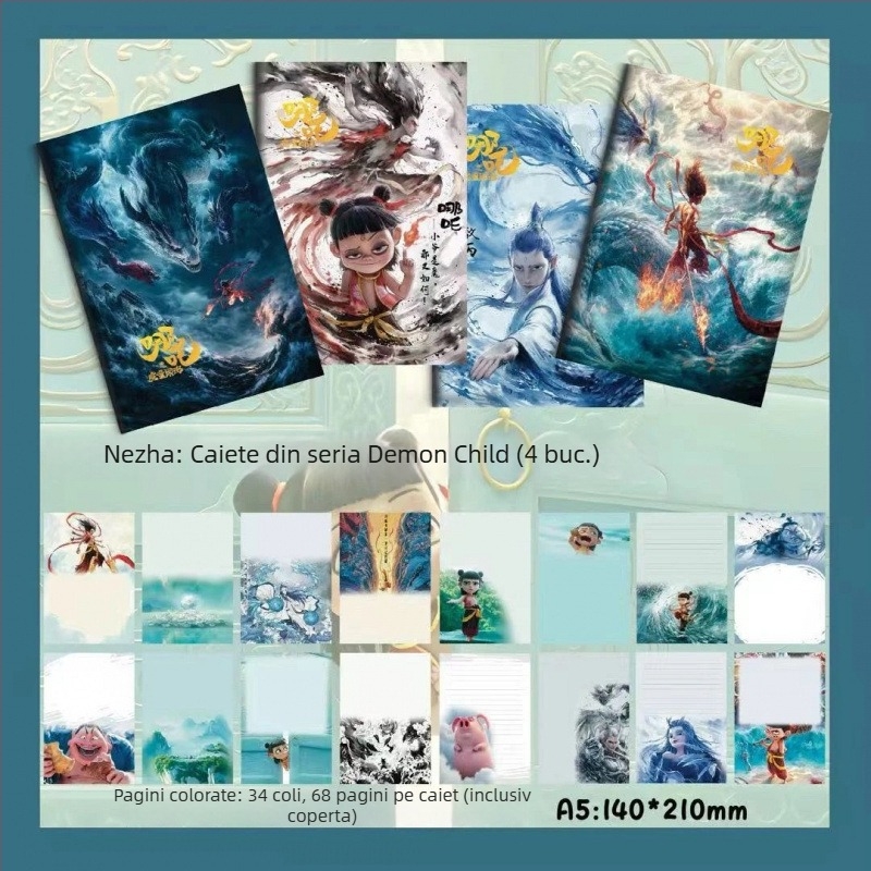 Caiet Nezha – desen animat, legare fără fir, 1–50 pagini